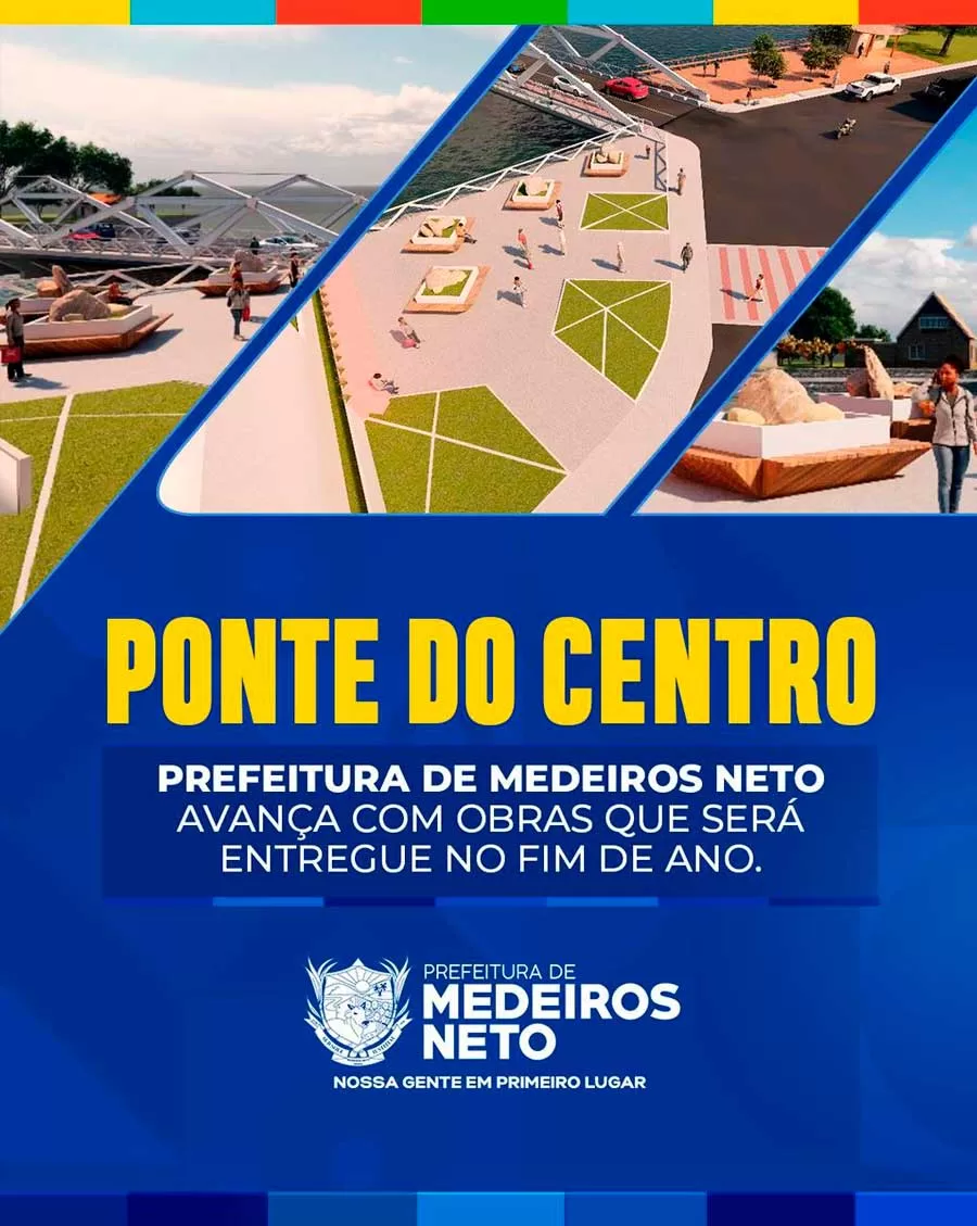 Ponte do Centro: Prefeitura avança com obras de praça, passarela e deck e projeta entrega do cartão-postal para este ano