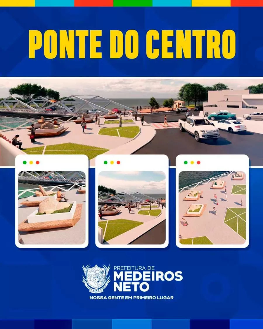 Ponte do Centro: Prefeitura avança com obras de praça, passarela e deck e projeta entrega do cartão-postal para este ano