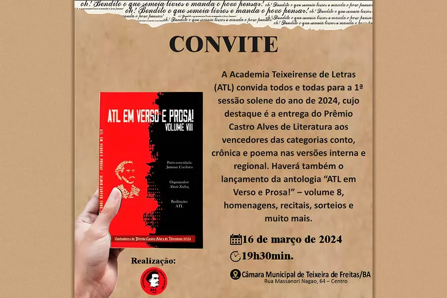 Prêmio Castro Alves de Literatura 2024 será entregue em sessão solene marcada para 16 de março 