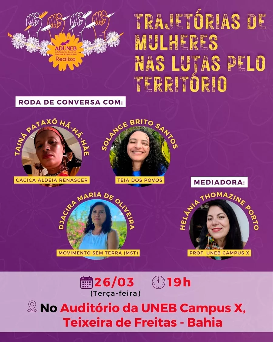 Sindicato de docentes da UNEB promove Roda de Conversa “Trajetórias de mulheres nas lutas pelo território”