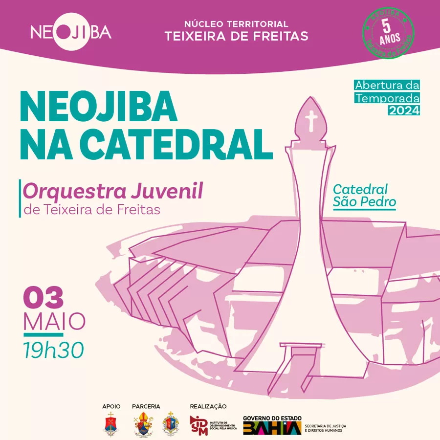 Temporada 2024 do Neojiba de Teixeira de Freitas começa com série “Neojiba na Catedral” na Catedral São Pedro