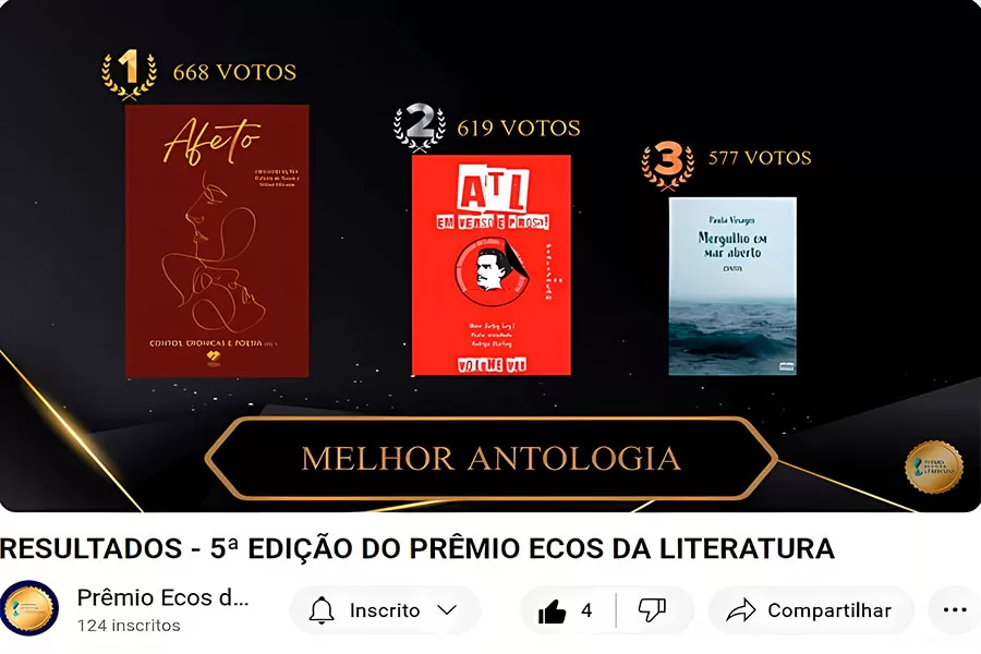 Almir Zarfeg conquista o 2º lugar do Prêmio Ecos da Literatura e faz agradecimento especial 