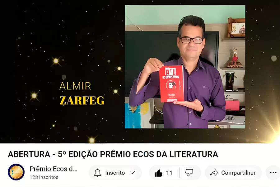 Almir Zarfeg conquista o 2º lugar do Prêmio Ecos da Literatura e faz agradecimento especial 