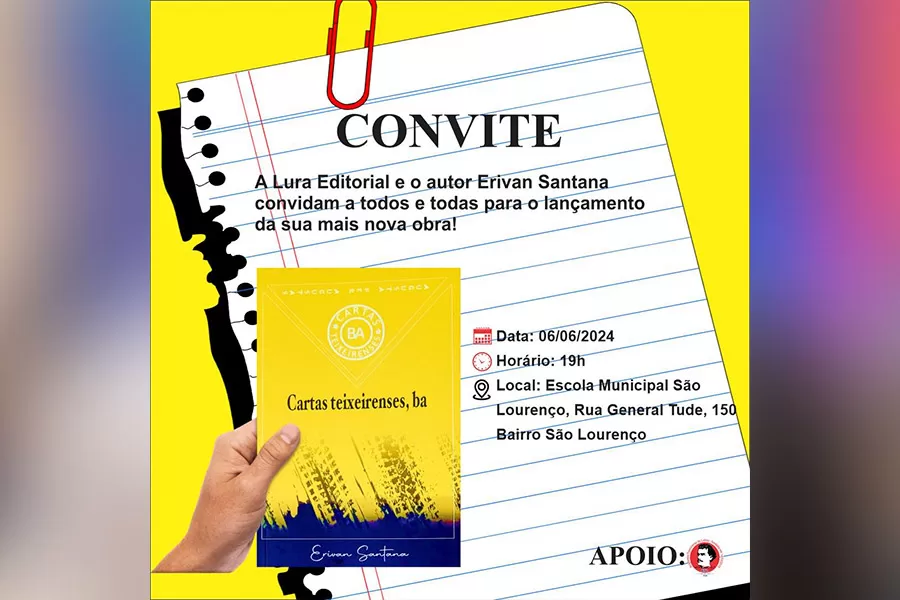 Após Salvador, “Cartas teixeirenses, ba” ganha lançamento em Teixeira de Freitas
