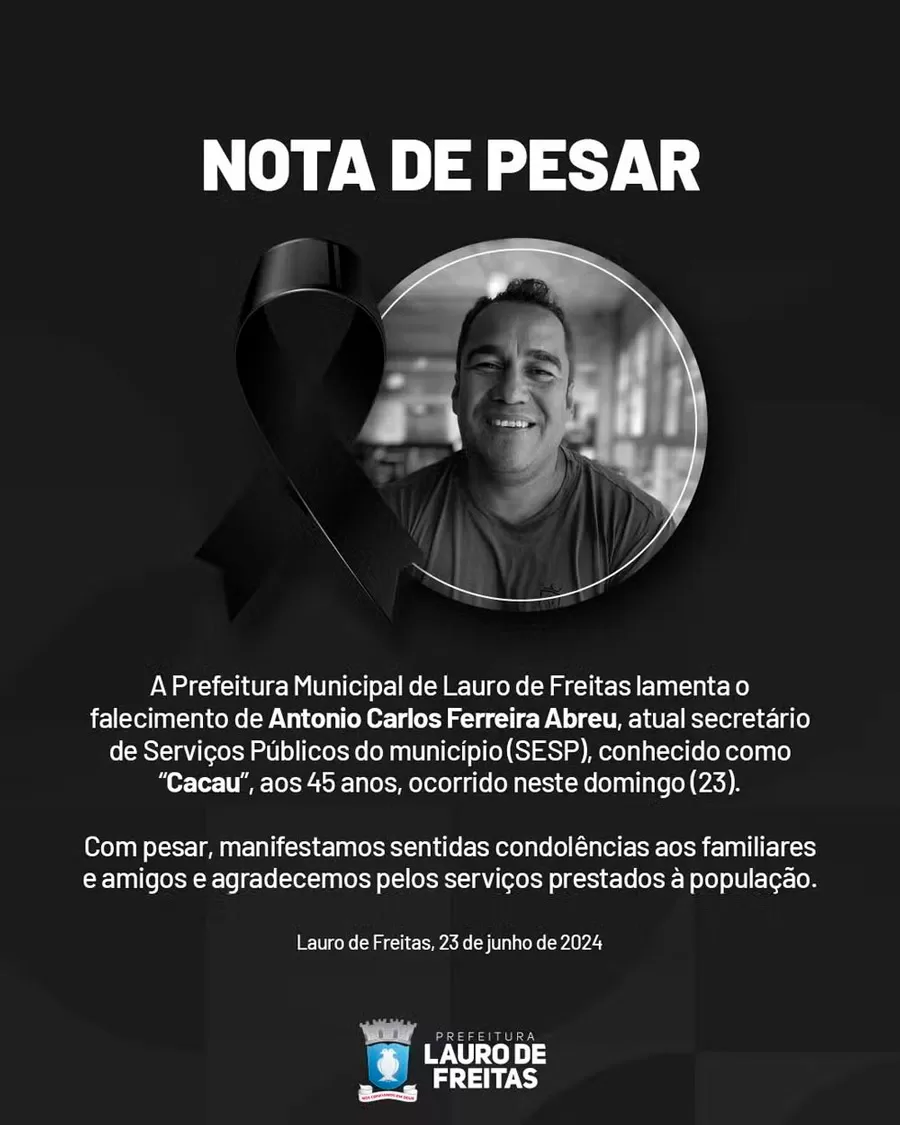 Prefeitura de Lauro de Freitas suspende festa junina após morte de secretário