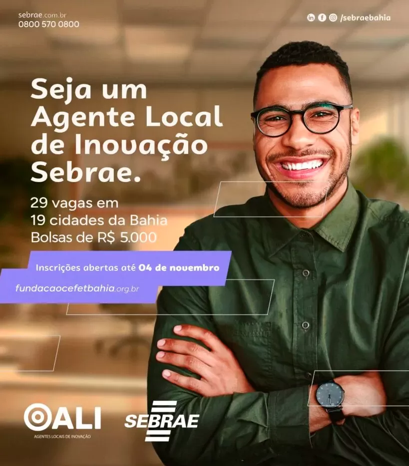 Sebrae abre seleção de Agente Local de Inovação com bolsas de R$ 5 mil