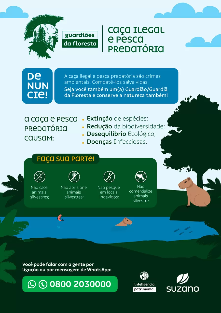 Suzano registra mais de 140 ocorrências de caça irregular em áreas florestais do Espírito Santo e Bahia
