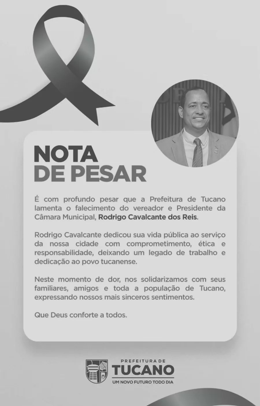 Presidente da Câmara de Vereadores morre após sofrer acidente de moto