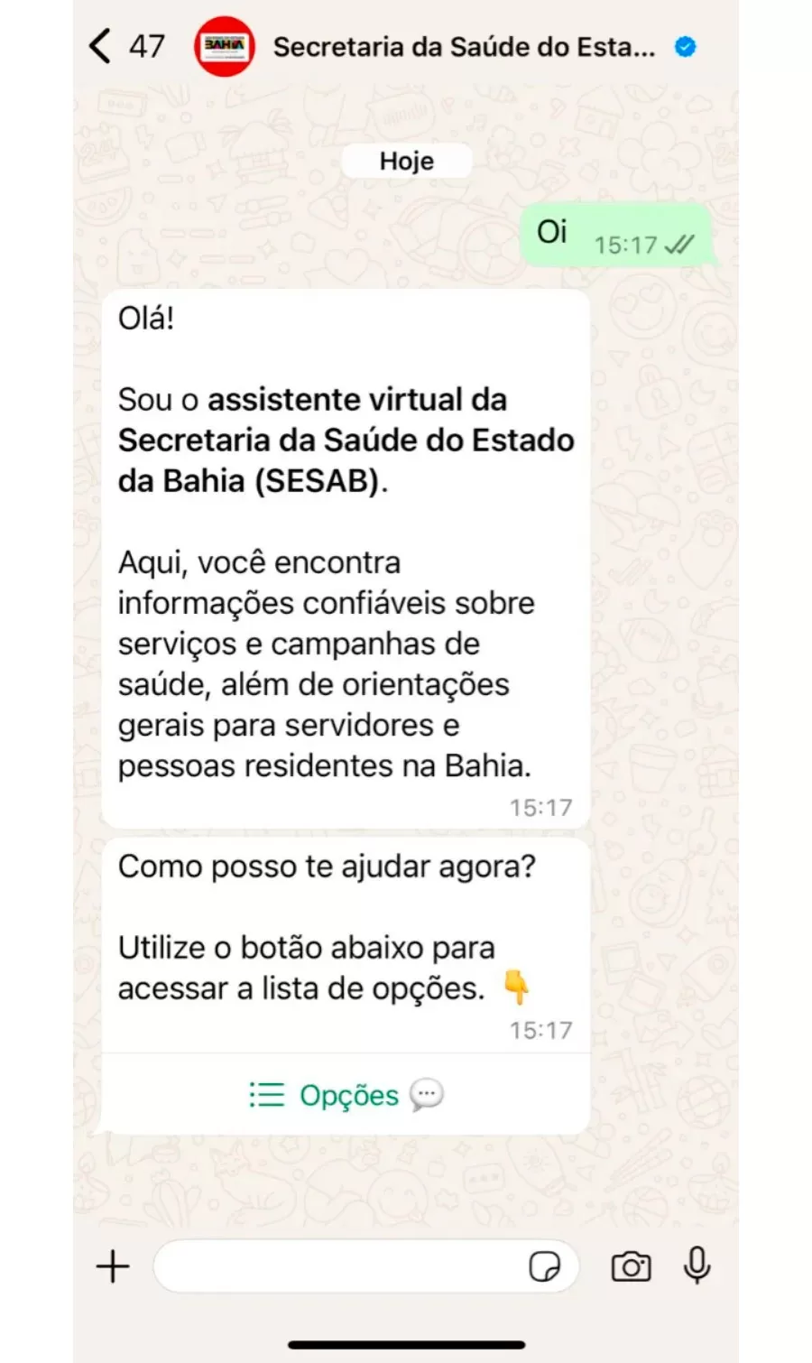 Sesab disponibiliza canal de atendimento ao cidadão no WhatsApp
