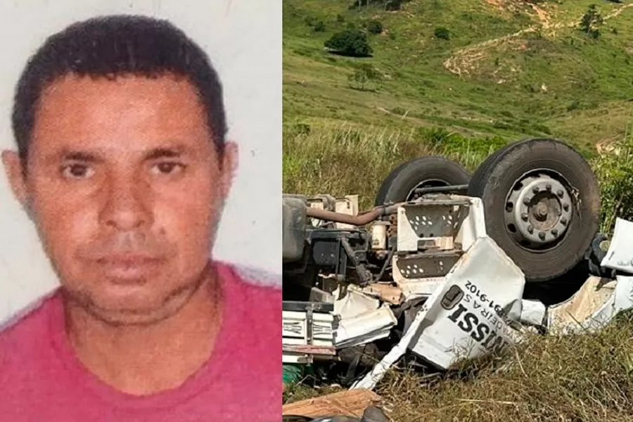 Caminhão da Nissi Madeiras de Teixeira de Freitas cai em ribanceira e mata motorista e ajudante
