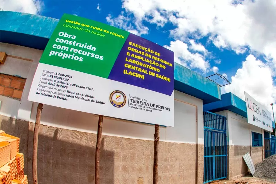 Reforma e ampliação do LACEN de Teixeira de Freitas avança para melhorar atendimento à população