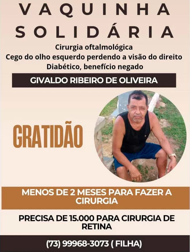 Trabalhador rural de Ilhéus precisa de cirurgia urgente para não perder a visão em menos de 2 meses