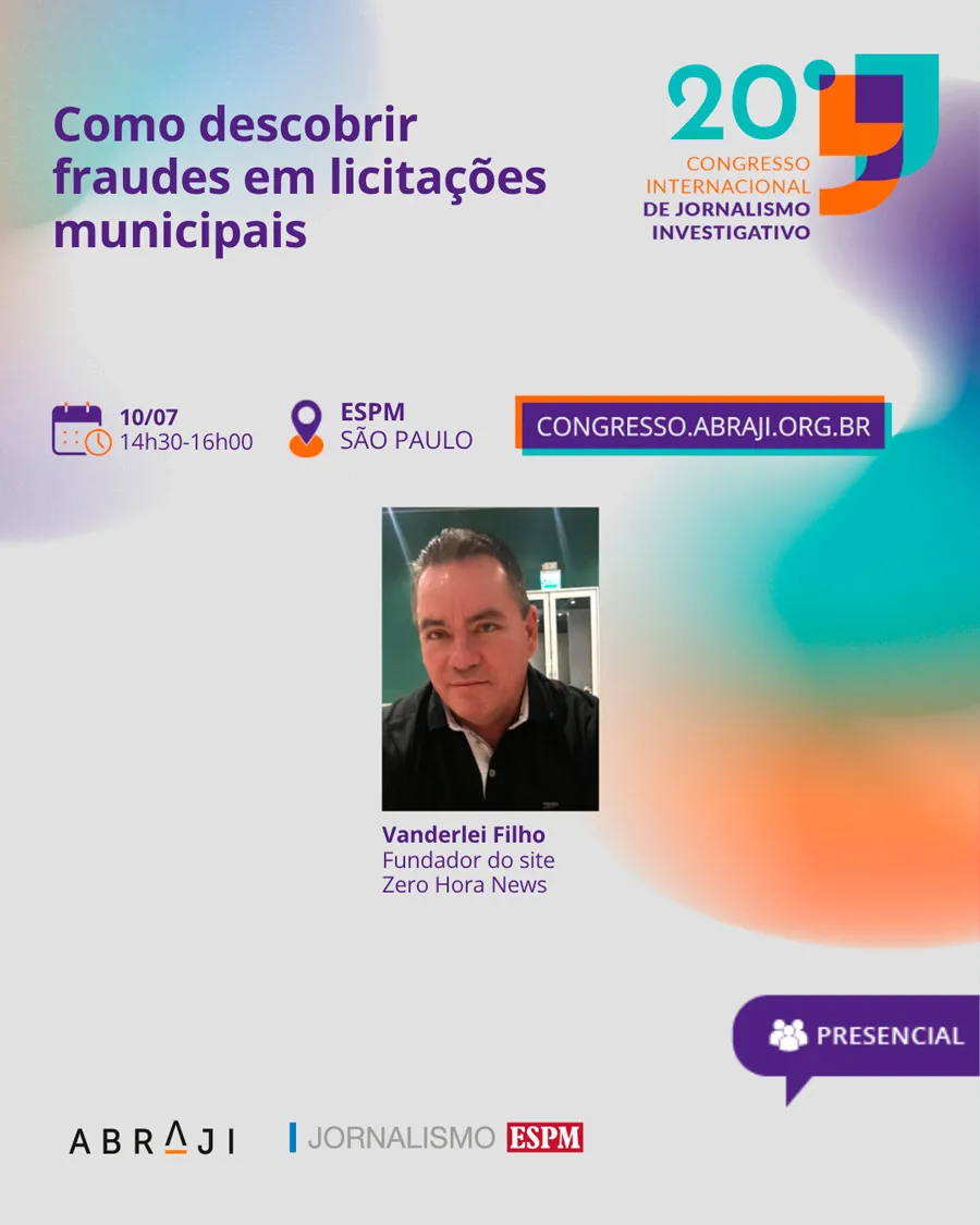 Vanderley Filho será palestrante no maior congresso de jornalismo investigativo do Brasil