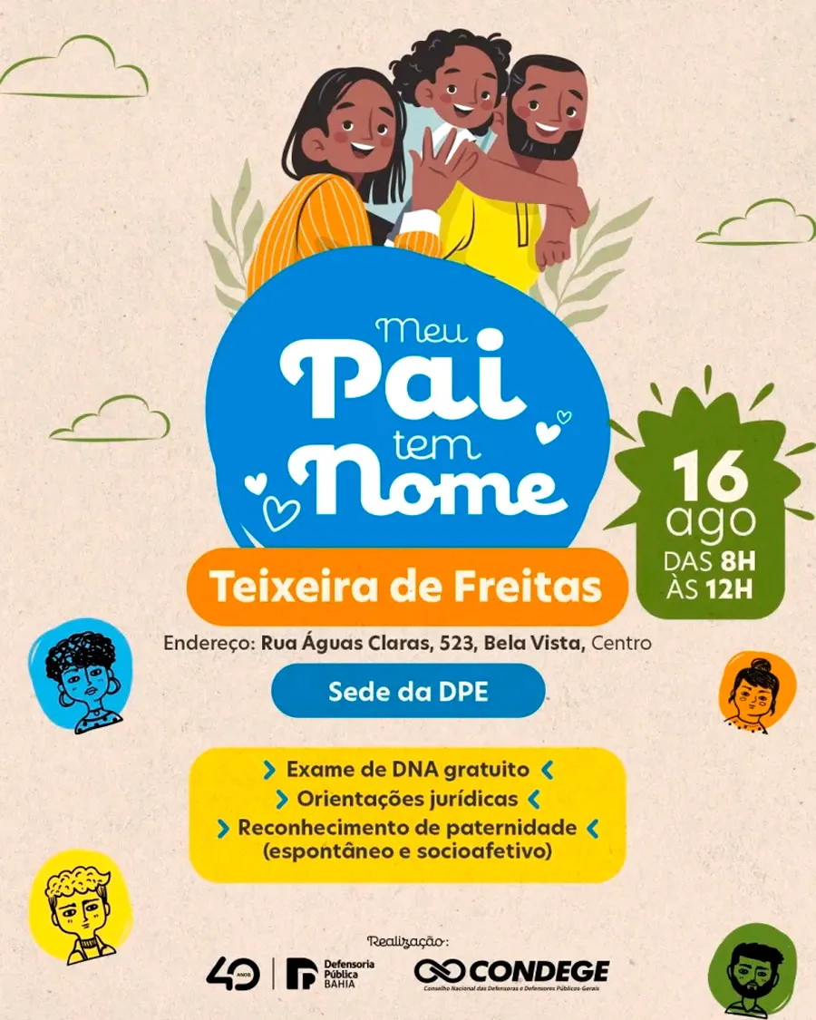 Projeto “Meu Pai Tem Nome” oferece exames de DNA e reconhecimento de paternidade gratuitos 