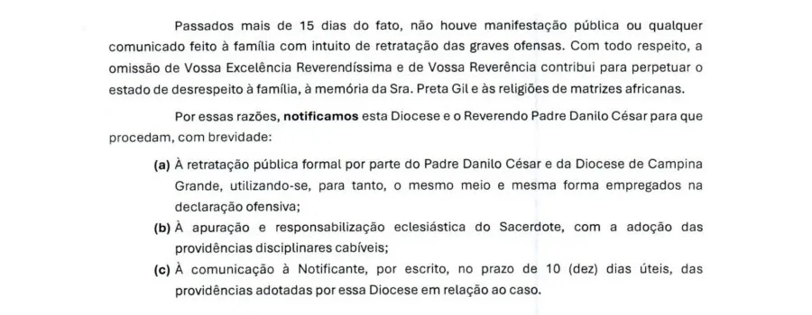 Família de Preta Gil notifica padre por intolerância religiosa e exige retratação