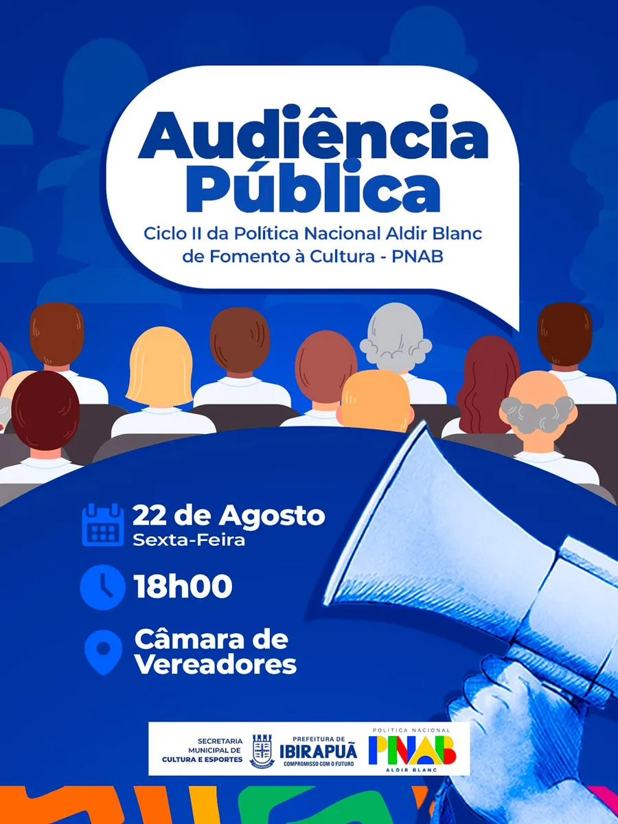 PNAB: Prefeitura realiza Audiência Pública para construção do Plano de Aplicação de Recursos nesta sexta (22)
