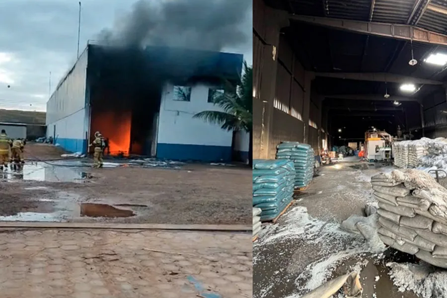 Bombeiros controlam incêndio em galpão no Polo Industrial de Teixeira de Freitas