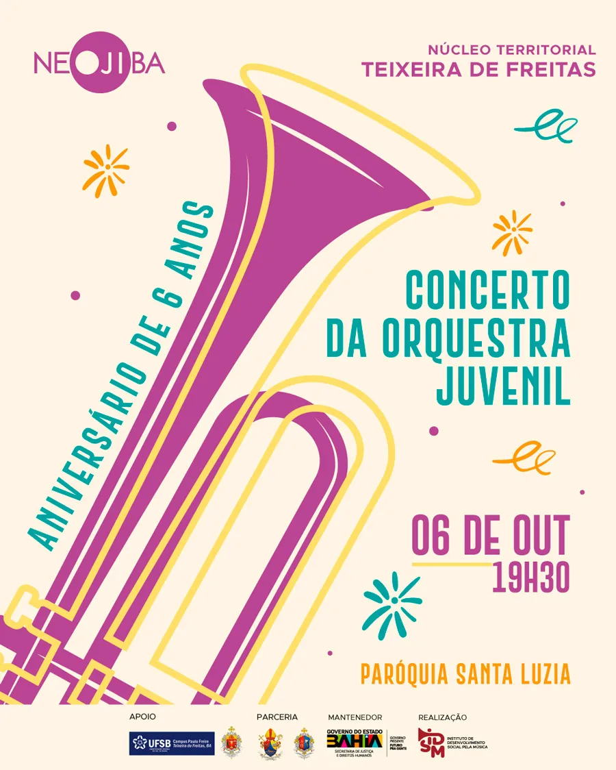 Um Legado em Melodia: NEOJIBA Teixeira de Freitas Anuncia Programação de Aniversário de 6 Anos Um Legado em Melodia: NEOJIBA Teixeira de Freitas Anuncia Programação de Aniversário de 6 Anos