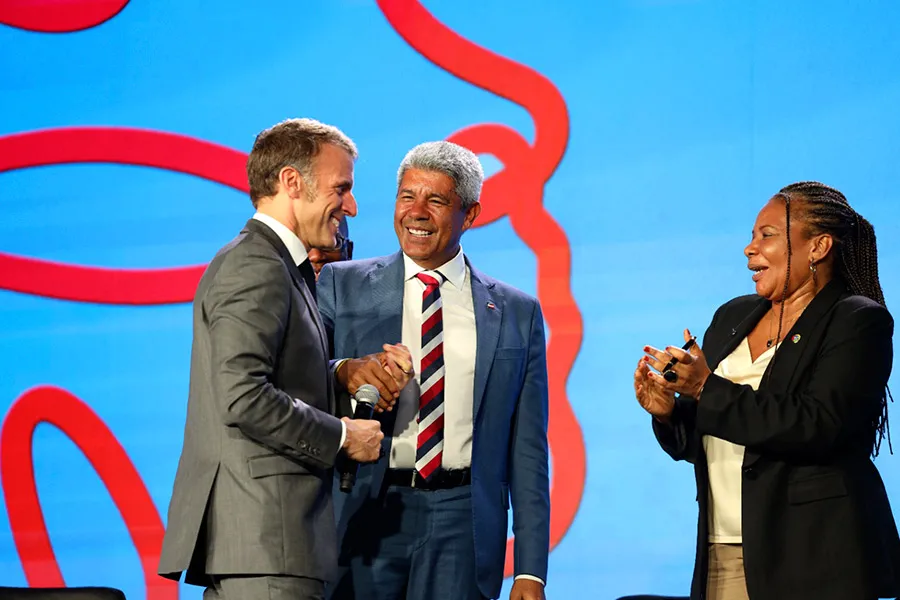 Jerônimo Rodrigues, Margareth Menezes e Emmanuel Macron abrem Festival Nosso Futuro Brasil–França, no Museu de Arte Moderna da Bahia