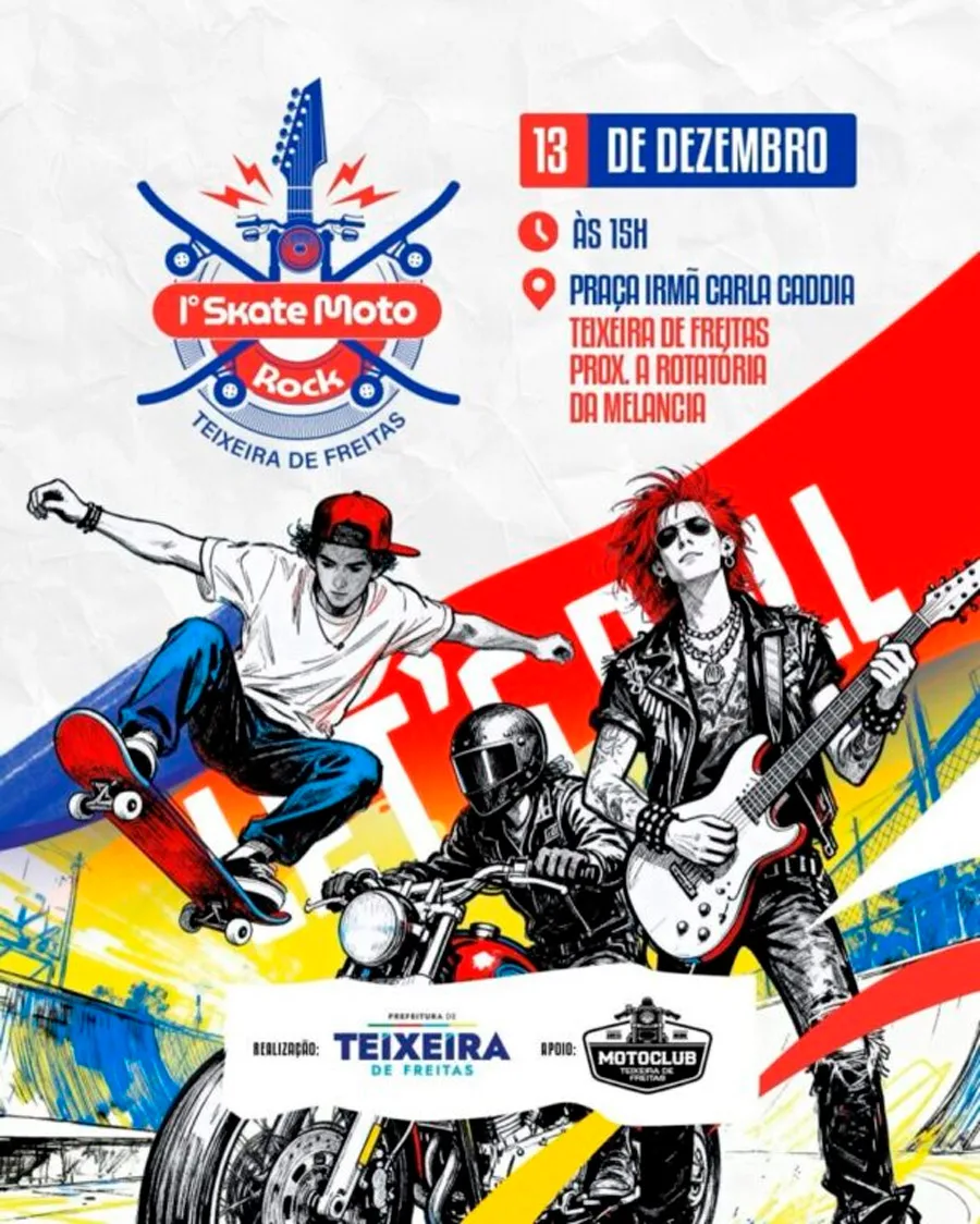 Teixeira de Freitas realiza o 1º Skate Moto Rock no próximo sábado