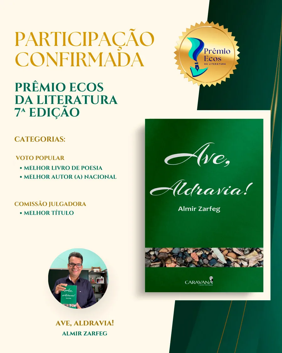Almir Zarfeg ganha o Prêmio Pluma de Ouro com a obra poética “Ave, Aldravia!”