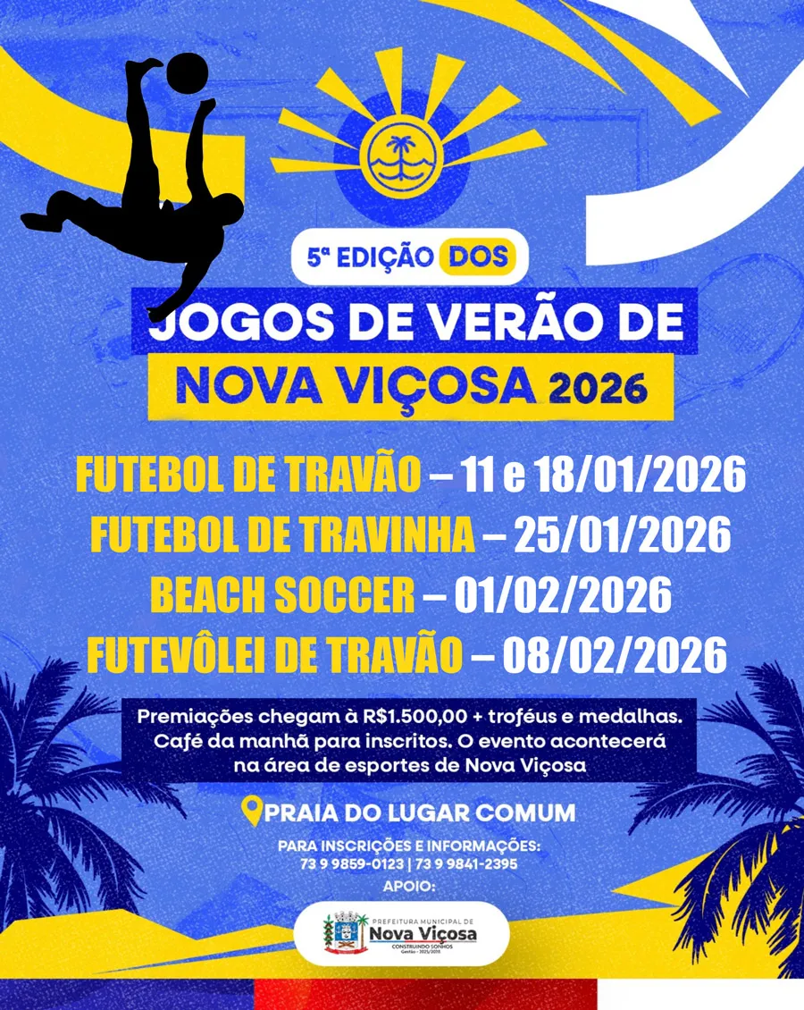 Nova Viçosa promove Jogos de Verão 2026 com quatro modalidades esportivas na orla