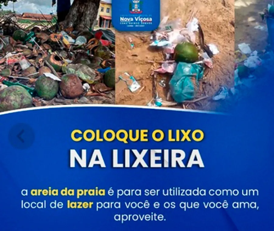 Prefeitura de Nova Viçosa reforça orientações sobre descarte correto do lixo e limpeza urbana