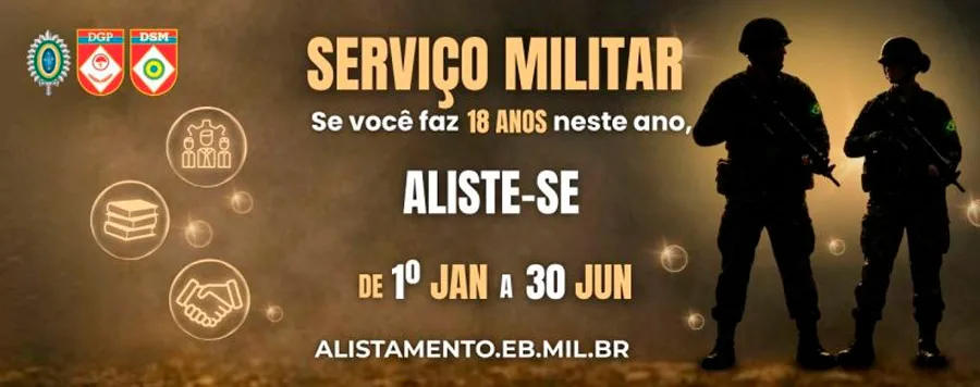 Alistamento Militar 2026 começa e jovens de 18 anos devem se alistar até 30 de junho