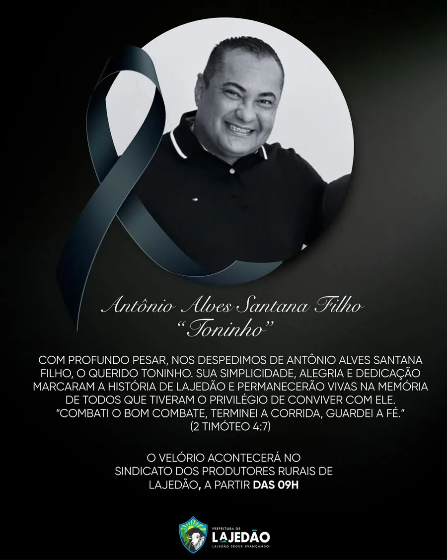 Morre o secretário de Administração de Lajedão, Toninho Santana Morre o secretário de Administração de Lajedão, Toninho Santana