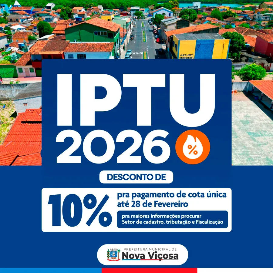 Prefeitura divulga calendário do IPTU 2026 em Nova Viçosa