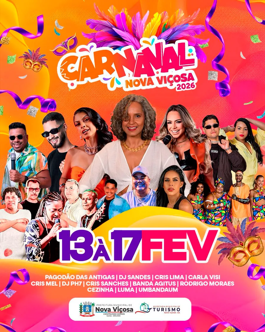 Nova Viçosa anuncia Carnaval 2026 com grandes atrações e promete festa histórica