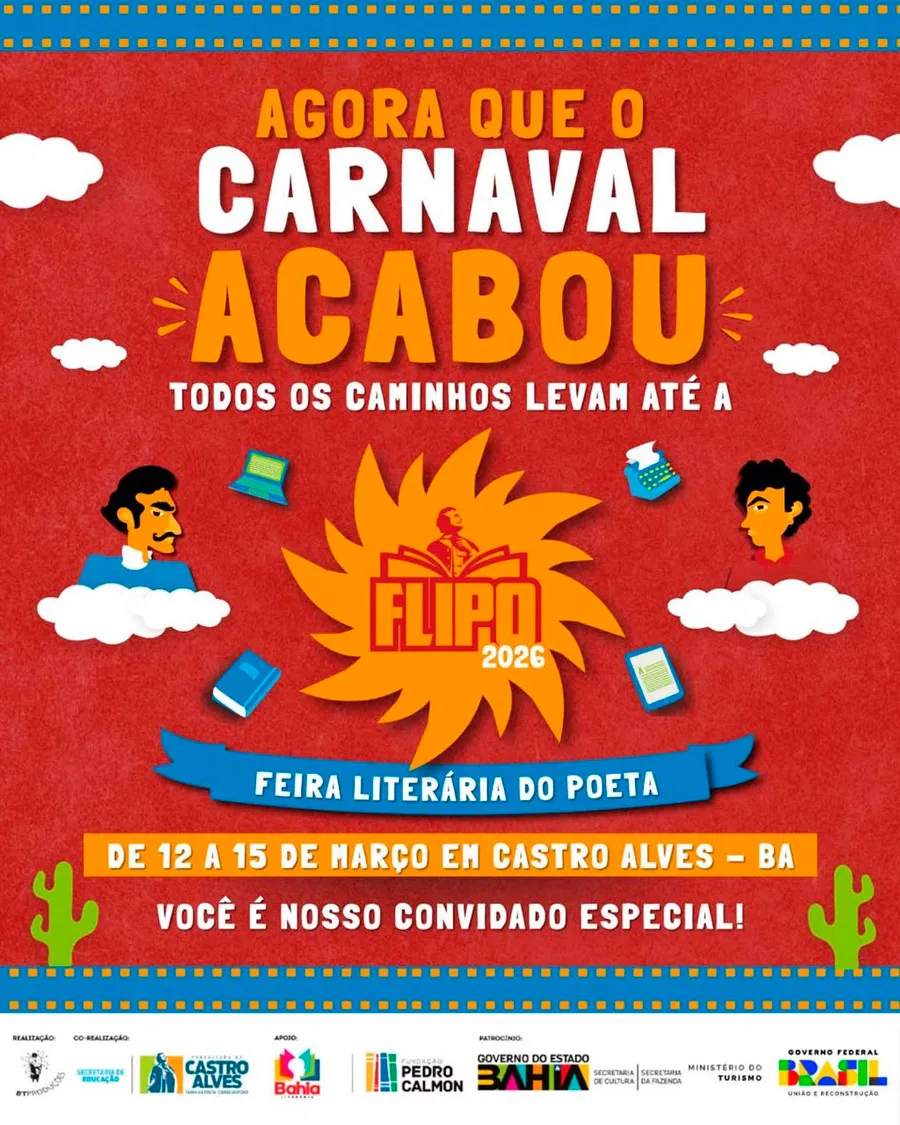 Feira literária de Castro Alves terá shows de Alexandre Pires e Mumuzinho e homenagem a Glauber Rocha