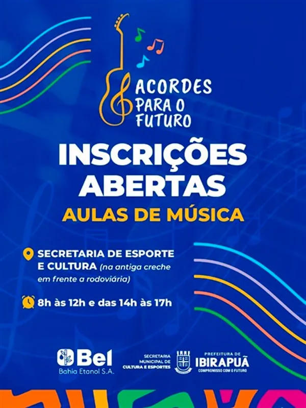 Acordes para o Futuro: Prefeitura de Ibirapuã abre inscrições para projeto de aulas de música gratuita