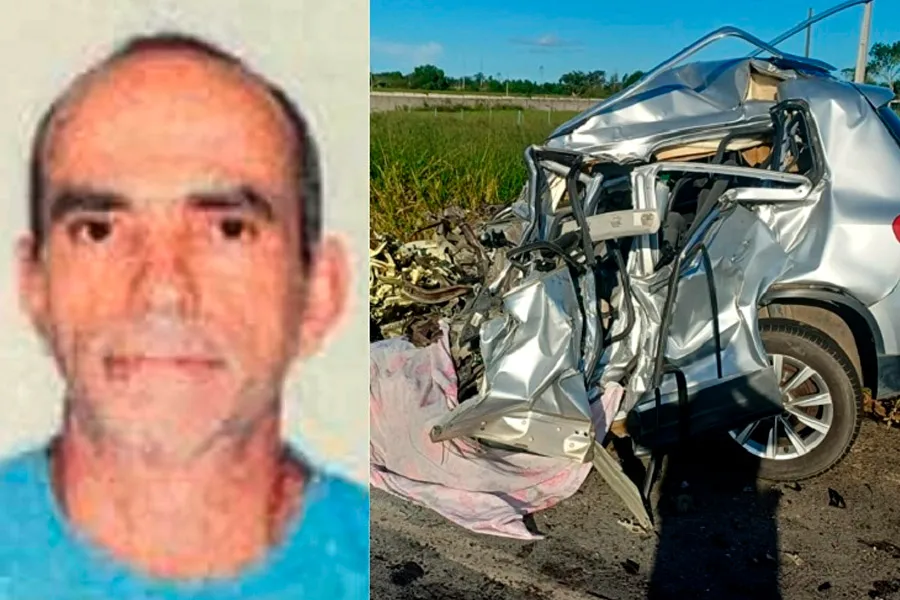 Motorista morre após forçar ultrapassagem e bater de frente com carreta; corpo ficou preso às ferragens