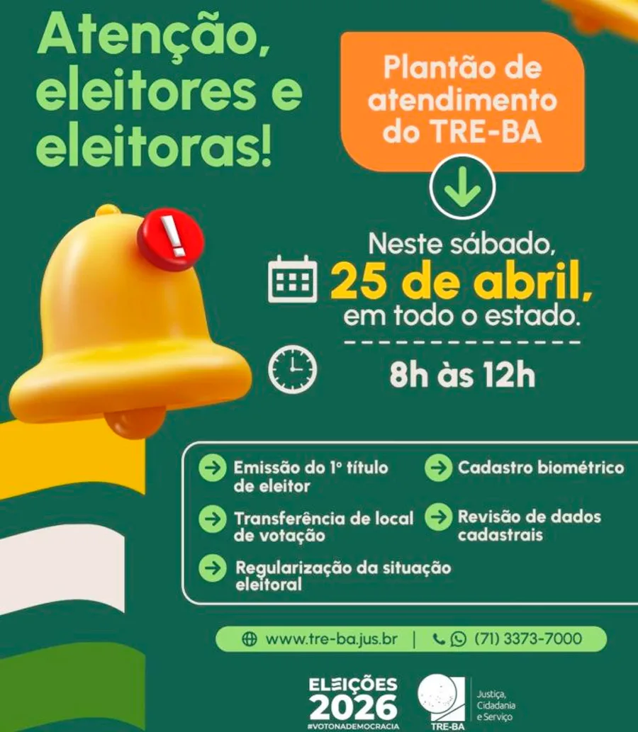 Precisa regularizar o título de eleitor? O Cartório Eleitoral de Mucuri realiza plantão no próximo sábado (25/04)