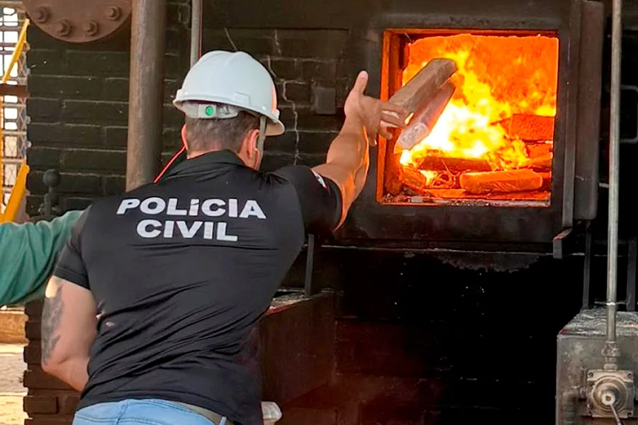 Quase 100 kg de drogas apreendidas pela polícia foram incinerados em usina