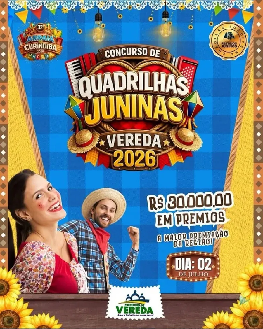 Concurso de Quadrilhas terá R$ 30 mil em premiações no Arraiá da Curindiba 2026