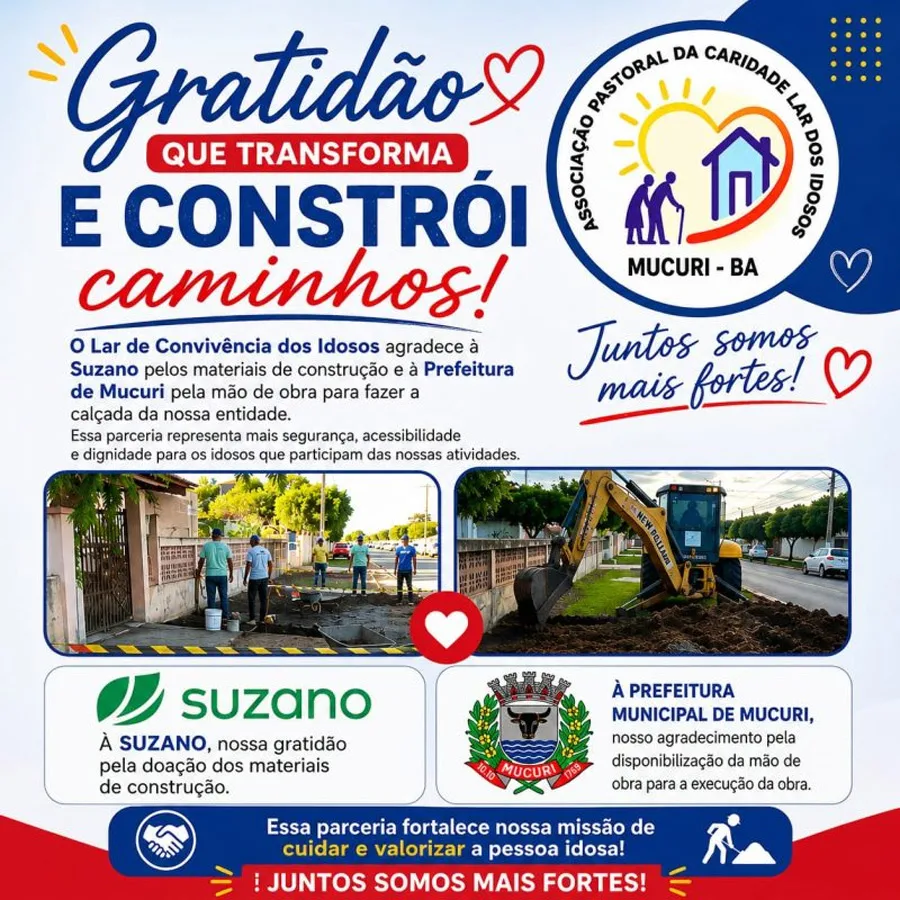 Lar dos Idosos de Mucuri agradece parceria entre Suzano e Prefeitura Municipal por melhorias na estrutura da instituição Lar dos Idosos de Mucuri agradece parceria entre Suzano e Prefeitura Municipal por melhorias na estrutura da instituição