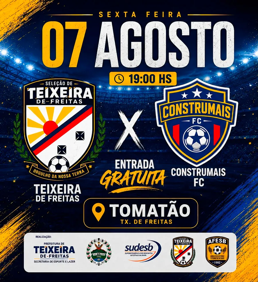 Seleção de Teixeira de Freitas encara o Construmais FC em último teste antes da estreia na Copa Construir