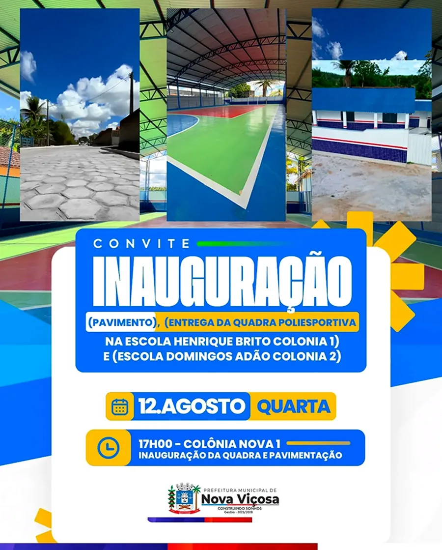 Nova Viçosa entrega três obras nesta quarta-feira nos distritos de Colônia Nova 1 e 2