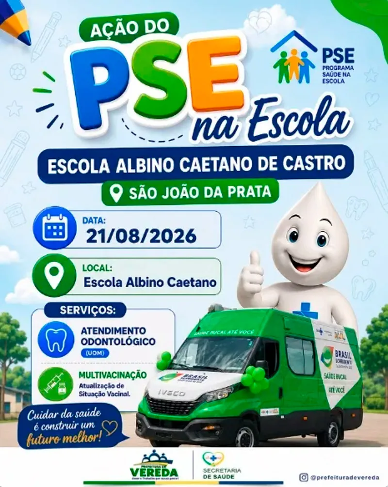 Ação do PSE leva atendimento odontológico e atualização vacinal à Escola Albino Caetano de Castro