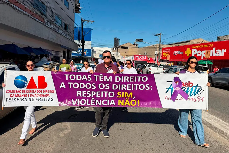 Agosto Lilás leva campanha contra a violência às ruas de Teixeira de Freitas