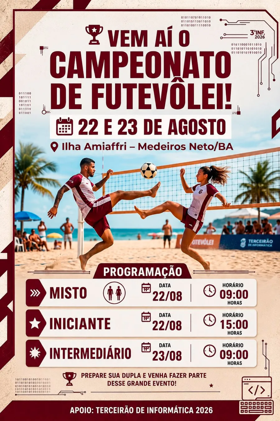 Campeonato de Futevôlei promete agitar Medeiros Neto neste final de semana