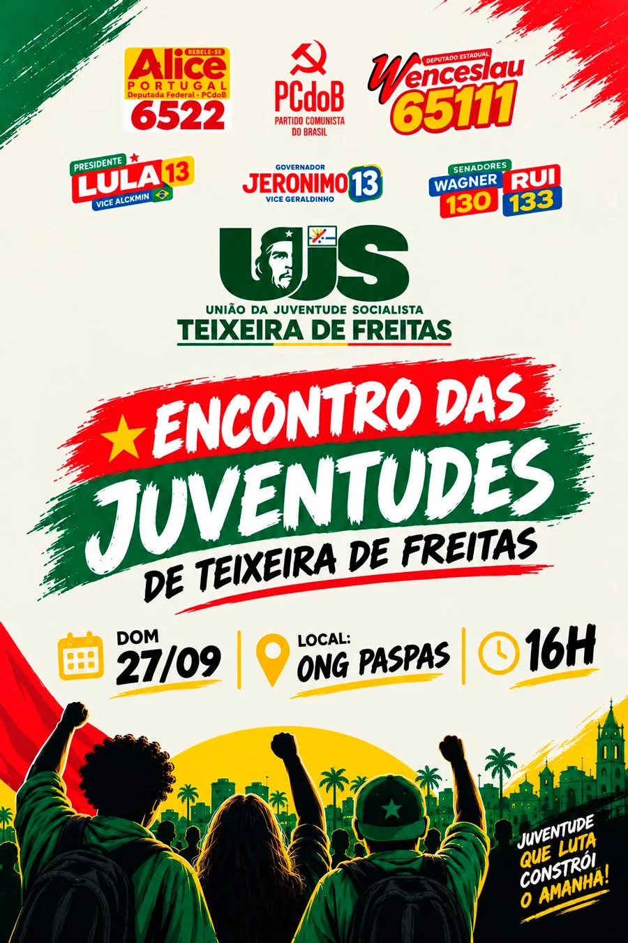 Encontro das Juventudes reúne cultura, debate e participação política no próximo domingo Encontro das Juventudes reúne cultura, debate e participação política no próximo domingo