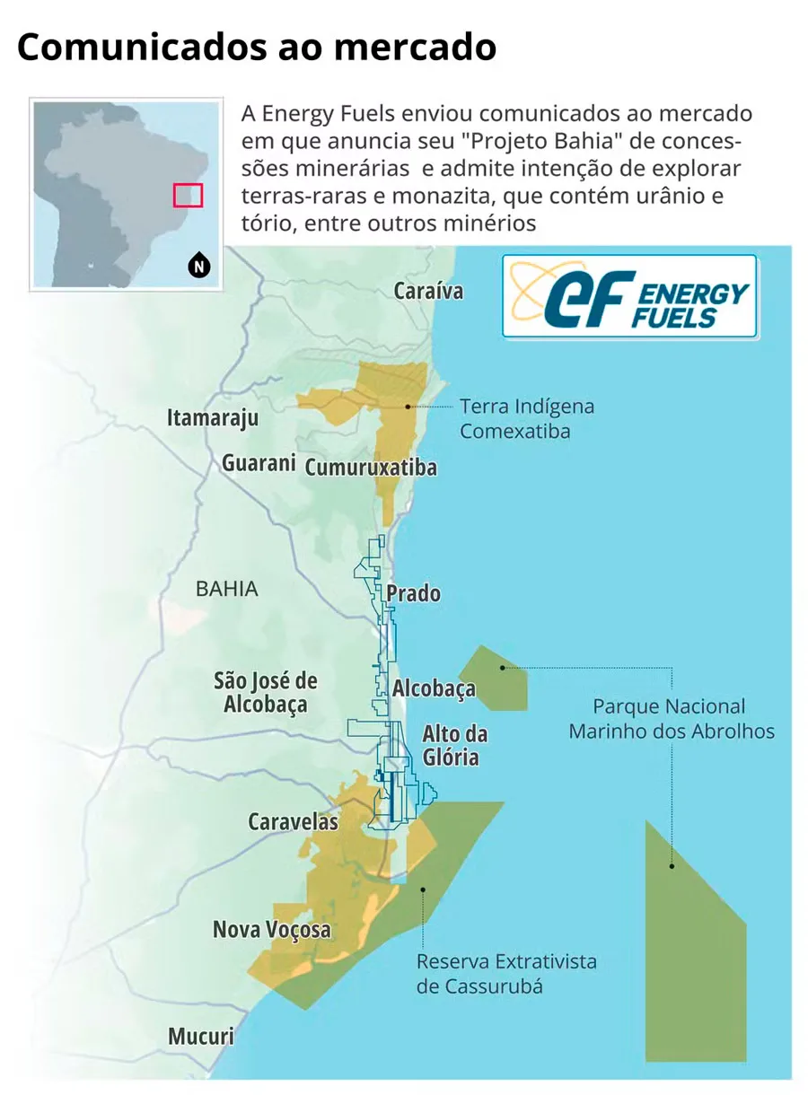 Multinacional mira terras-raras e urânio no santuário ecológico do sul da Bahia