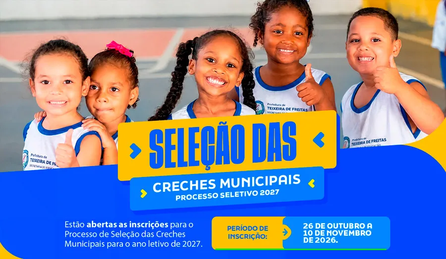 Inscrições para seleção das creches municipais seguem até 10 de novembro