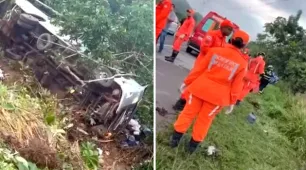 Ônibus cai em ribanceira e deixa quatro pessoas mortas em São Sebastião do Passé