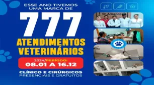 Prefeitura Municipal realiza 777 atendimentos veterinários em 2024