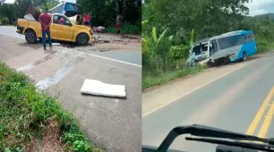 Quatro pessoas morrem em colisão entre picape e micro ônibus na BR-101